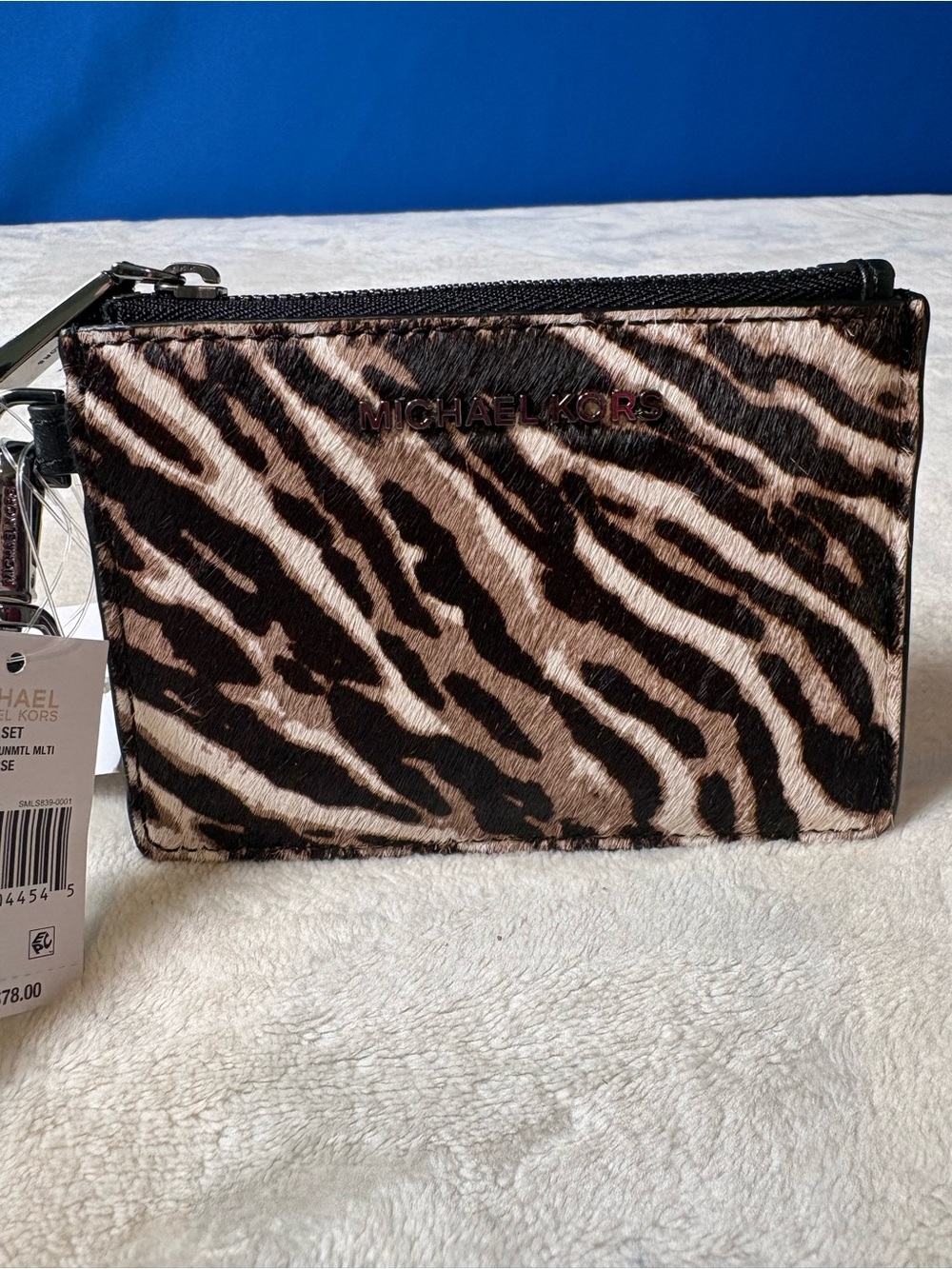 Michael Kors JET SET Animal-Print Small Coin Purse/ID/Credit Card-Haircalf NWT!